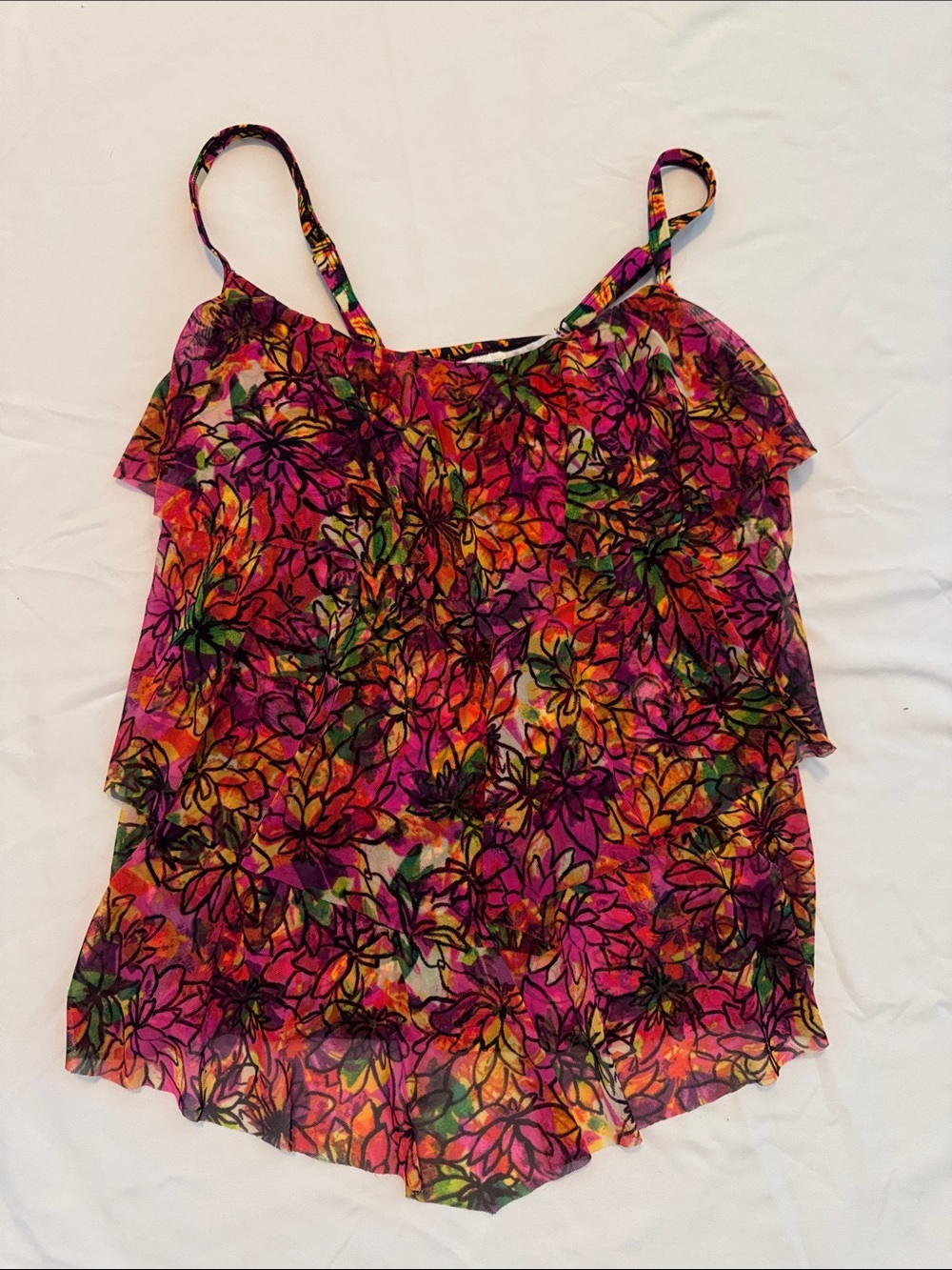 Swimsuits For All Floral Ruffle Cami - Pink Multi